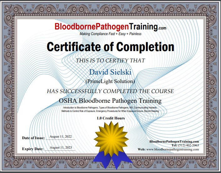 osha bloodborne pathogen blood cleanup cleaning handling training certificate